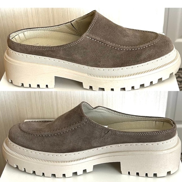 Like New! Avellini Made in Portugal Suede Lug Sole Mules/Clogs Taupe Size 41/9.5 - Picture 8 of 13